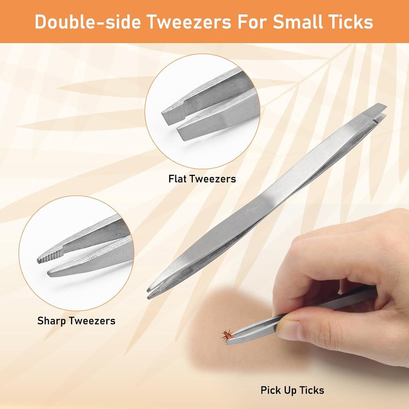 COITEK 3 in 1 Tick Remover Kit, Stainless Steel Tick Remover Tweezers Tools Set for Pet Dog, Cat, with Storage Box (Silver) - Image 4